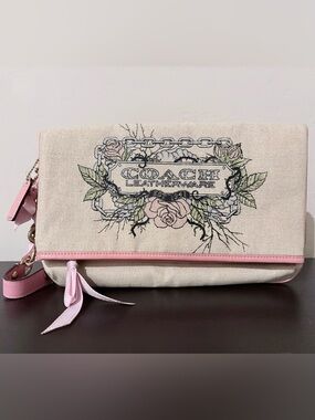 Coach Floral Chain Canvas Wristlet Y2K